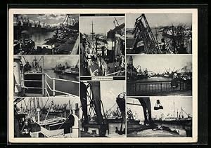 Ansichtskarte Bremen, Motive aus dem Überseehafen