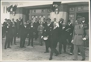 Maroc, Meknès, Arrivée en Gare du Président Doumergue avec le Général Nierger