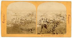 Stereo, Espagne, vue de Malaga, prise du Fort Gibralfaro