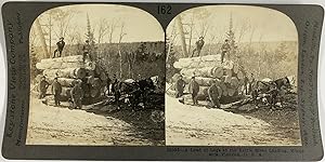 Keystone, USA, Minnesota, stereo, Logs at the Kettle River Landing, ca.1900