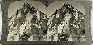 Keystone, Egypt, Giza, stereo, The Difficult Ascent of the Great Pyramid, ca.1900