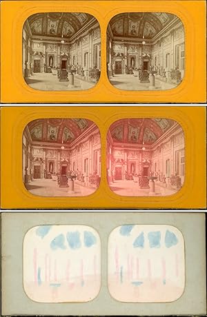 Stéréo, salle de sculptures, palais, château à identifier