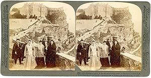 Seller image for Stereo, Sicily, beautiful girls of the mountain-top town, S.Giuliano, view S.E. to medieval castle for sale by photovintagefrance