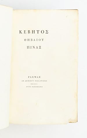 [Title in Greek]: KEBETOS THEBAIOU PINAX [THE TABLET OF CEBES THE THEBAN]. and LA TAVOLA DI CEBET...