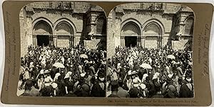 Stéréo, Palestine, Jérusalem, church of the Holy Sepulchre with Holy fire