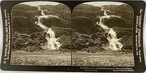 White, Stéréo, Norway, waterfall at Rustoen near olden Nordfjord