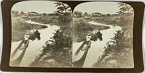 Young, Stéréo, Philippines Island, suburbs of Manila, dugouts in a canal