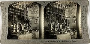 Keystone, Stéréo, China, interior of Joss house, Tientsin