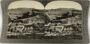 Keystone, Stéréo, Palestine, Jerusalem, garden of Gethsemane and mount of Olives