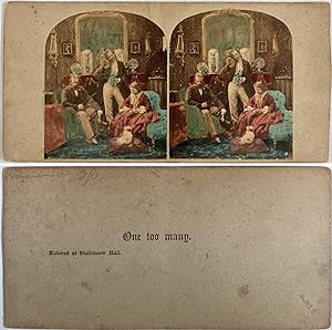 Famille avec un chiot, Vintage albumen print, ca.1880,