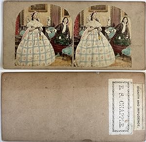 Deux femmes dans un salon, Vintage albumen print, ca.1880, stéréo