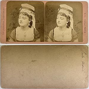 Portrait de la comédienne Paola Marie, Vintage albumen print, ca.1870, stéréo