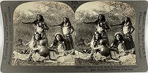 Keystone, Stéréo, Hawai, near Honolulu, Native Hula girls