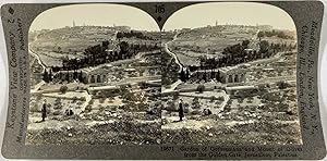 Keystone, Stéréo, Palestine, Jerusalem, garden of Gethsemane and mount of Olives