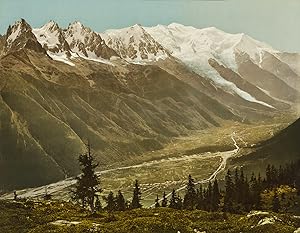 P.Z Photochrom Zurich, Chamonix. La vallée et le panorama du Mont Blanc.