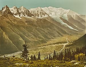 P.Z Photochrom Zurich, Chamonix. La vallée et le panorama du Mont Blanc.