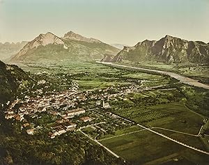 P.Z Photochrom Zurich, Suisse, St. Gallen. Ragaz vom Wartenstein aus.