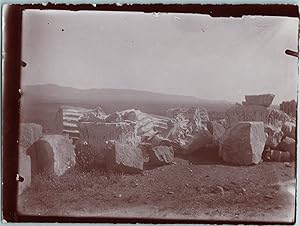 Maghreb, Ruines d'une colonne ancienne, Vintage citrate print, ca.1900