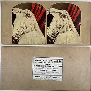Une mariée à l'église, Vintage albumen print, ca.1880, Stéréo