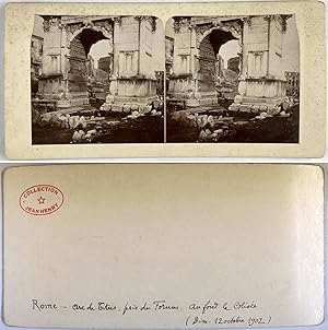 Rome, Arc de Titus, Vintage citrate print, octobre 1902, Stéréo