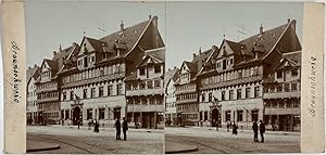 Allemagne, Braunschweig, Scène de rue, Vintage print, ca.1880, Stéréo