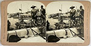 Young, China, Hong-Kong, Chinese Coolies Fishing, stereo, 1900