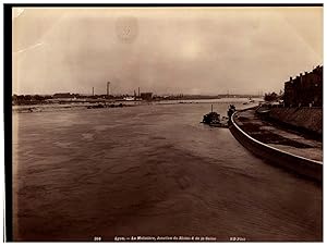 France, Lyon, la Mulatière, jonction du Rhône et de la Saône