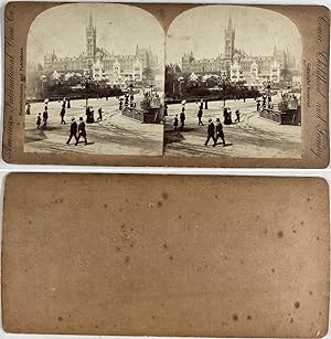 Hôtel de ville, à identifier, Vintage albumen print, ca.1870, Stéréo