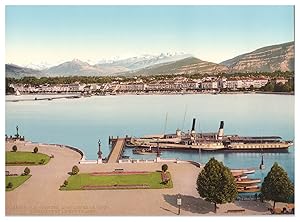 Suisse, Lac Léman, Genève, Quai des Eaux-Vives, Le Salève et le Mont-Blanc