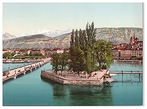 Suisse, Lac Léman, Genève et le Mont Blanc