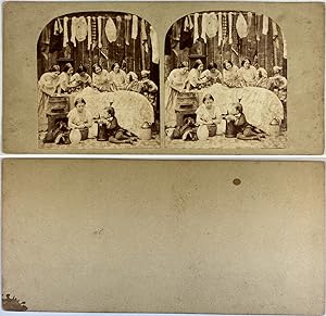 Lavandières, Vintage albumen print, ca.1880, Stéréo