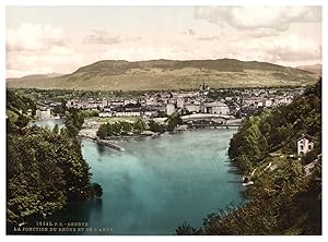 Suisse, Lac Léman, Genève, La jonction du Rhône et de l?Arve