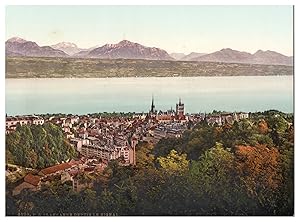 Suisse, Lausanne, vue générale et les Alpes de la Savoie