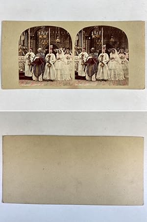 Mariage, Procession, Vintage albumen print, ca.1860, Stéréo