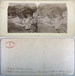 Amalfi, vue générale, Vintage citrate print, mai 1901, Stéréo