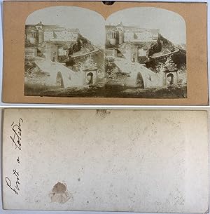 Espagne, Tolède, Pont d'Alcántara, Vintage albumen print, ca.1880, stéréo