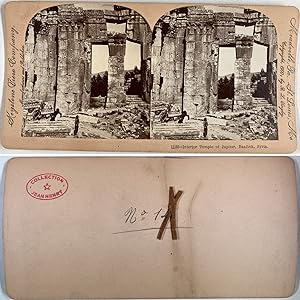 Baalbek, Intérieur du Temple de Jupiter, Vintage albumen print, 1900, Stéréo
