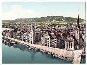 Schweiz, Zürich, Stadthausquai mit Uetliberg
