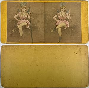 Comédienne en costume, Vintage albumen print, ca.1870, Stéréo