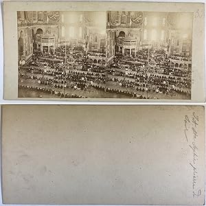 Istanbul, Intérieur Ste-Sophie, Prière du soir, Vintage albumen print, ca.1870, Stéréo