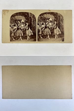 Acteurs avec la comédienne Josephina Clarice Santos, Vintage albumen print, ca.1860, Stéréo
