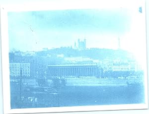 Lyon, le Palais de Justice, Vintage cyanotype print, ca.1895