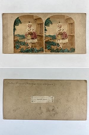Mlle Wyndham en costume de Mother Goose, Vintage albumen print, ca.1860, Stéréo