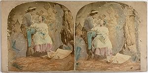 Amoureux, Vintage albumen print, ca.1858, Stéréo