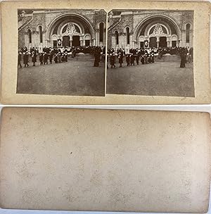 Lourdes, Procession religieuse, Vintage silver print, ca.1910, Stéréo