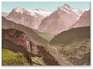 Schweiz, Berner Oberland, Wetterhorn u. Schreckhorn von d. Schynigen Platte aus