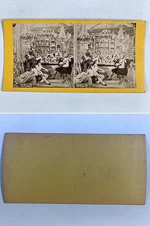Comédiens et musiciens sur scène, Vintage albumen print, ca.1870, Stéréo