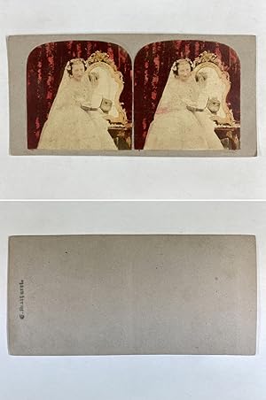 Mariée et la boîte à bijoux, Vintage albumen print, ca.1860, Stéréo