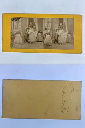 Scène, Comédienne évanouie, Vintage albumen print, ca.1870, Stéréo