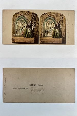 Jeune femme abandonnée par son amoureux, Vintage albumen print, ca.1860, Stéréo